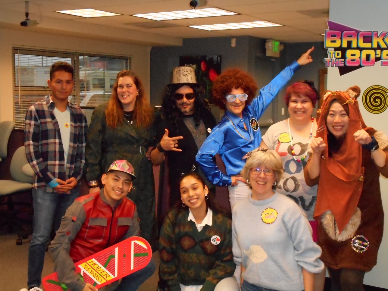 Express CU Staff in 1980's era costumes